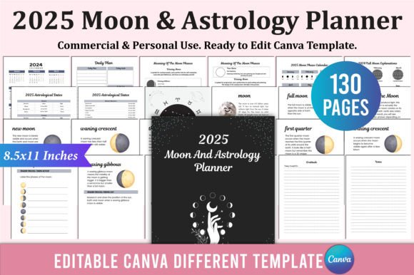 2025 Moon & Astrology Planner for Canva: Align Your Year