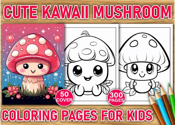 300 Cute Kawaii Mushroom Coloring Pages: A Creative Asset for Modern Designers