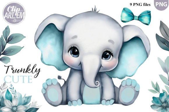Adorable Watercolor Elephant Clip Art for Gender Neutral Designs