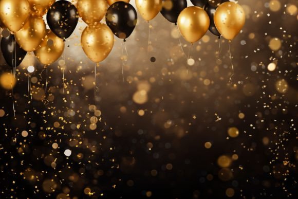 Celebration Black and Gold Balloons: Your Go-To Festive Design Asset