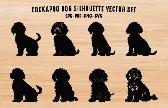 Cockapoo Dogs Black Silhouettes Bundle for Creative Projects