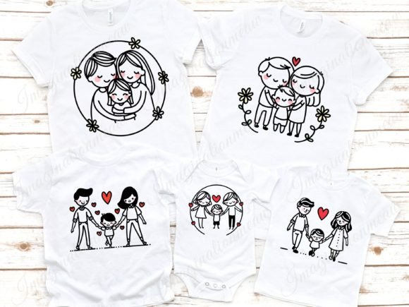 Mom Dad Baby Clipart: Sublimation PNGs for Family Creations
