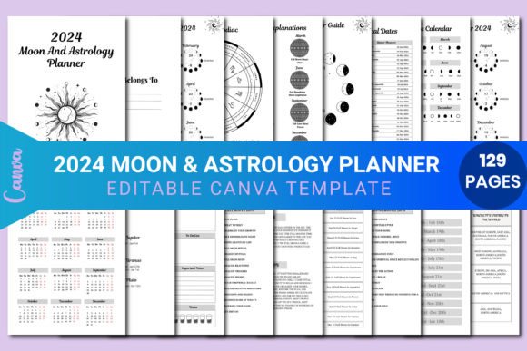 Moon & Astrology Planner 2023-2024 Canva: Your Celestial Blueprint for Success