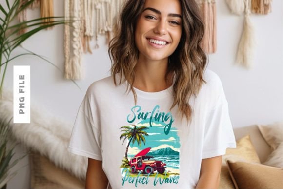 Surfing Perfect Waves: Premium T-shirt Design PNG
